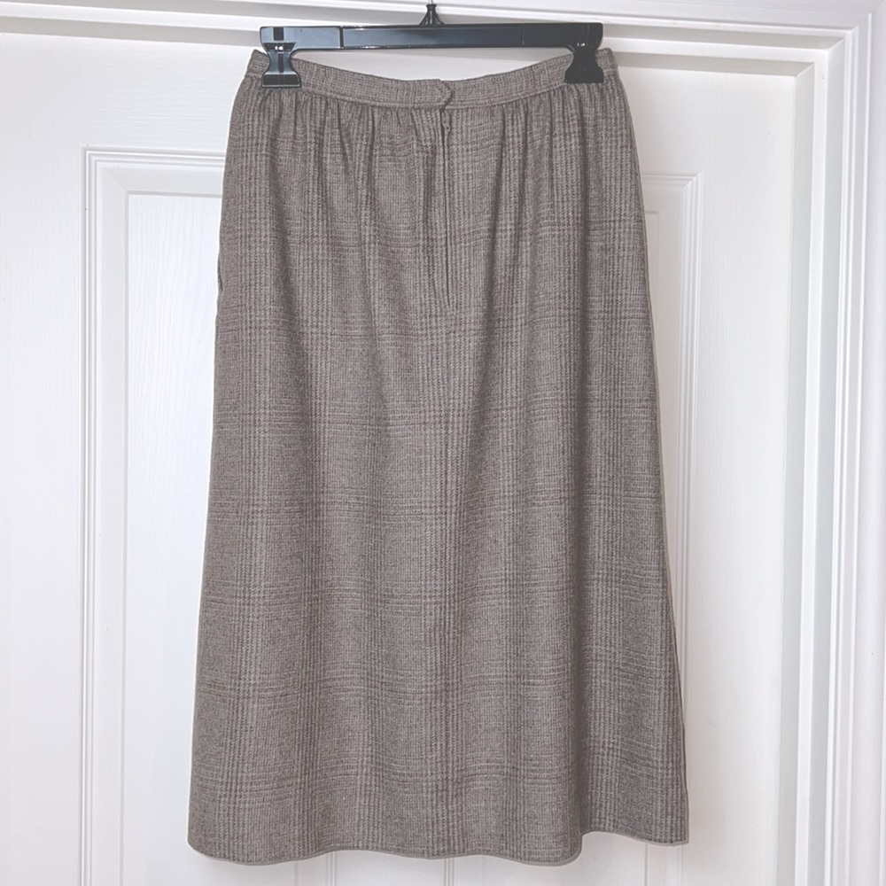 Vintage Evan-Picone Brown Tweed Wool Midi Skirt - Size 8 - Picture 3 of 11